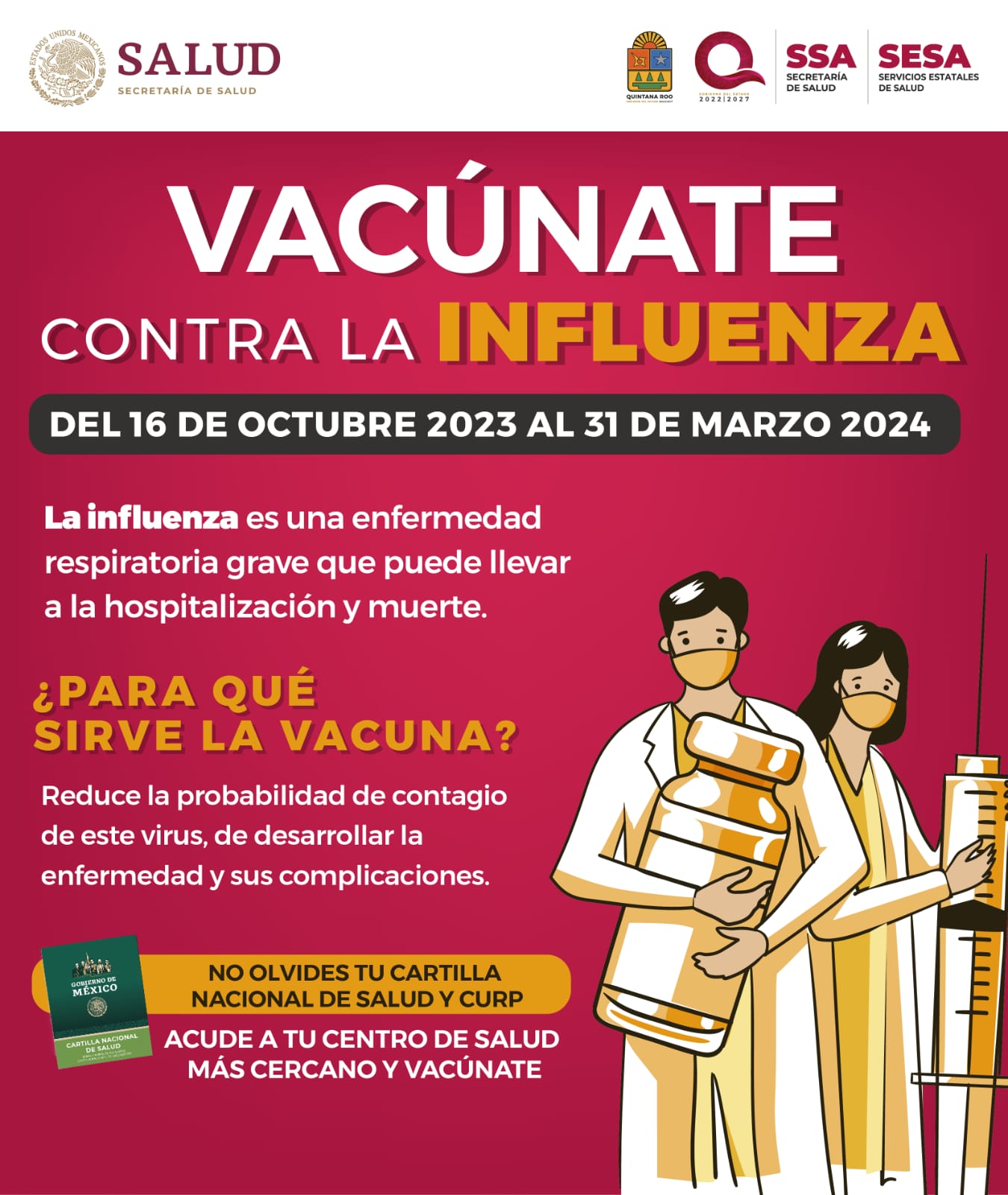 Inicia este lunes Jornada Nacional de Vacunación contra Influenza