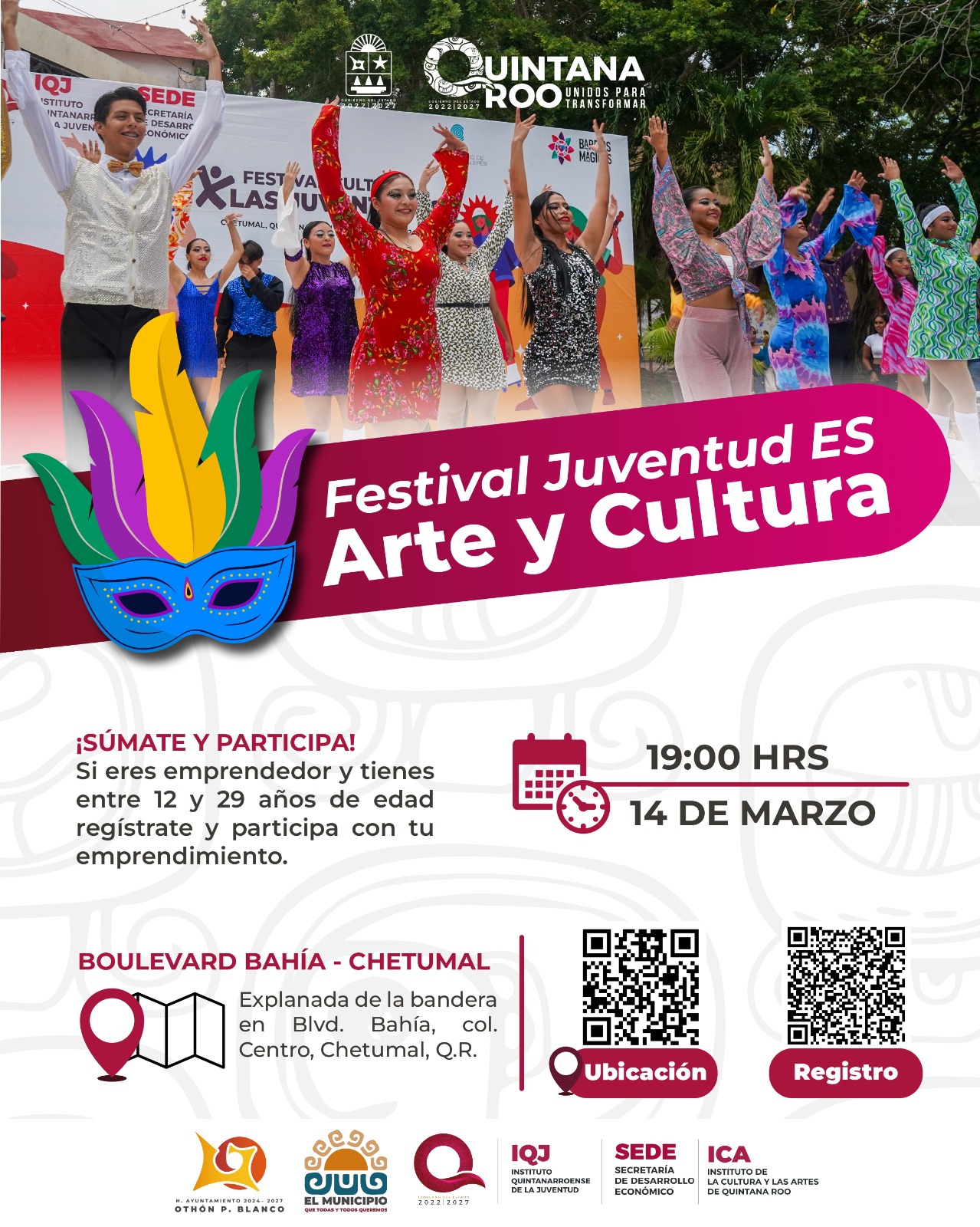 cartel de invitación al festival juventud es arte y cultura