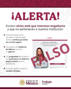 Detectan sitio web falso que suplanta a la STPS para ofrecer apoyos inexistentes