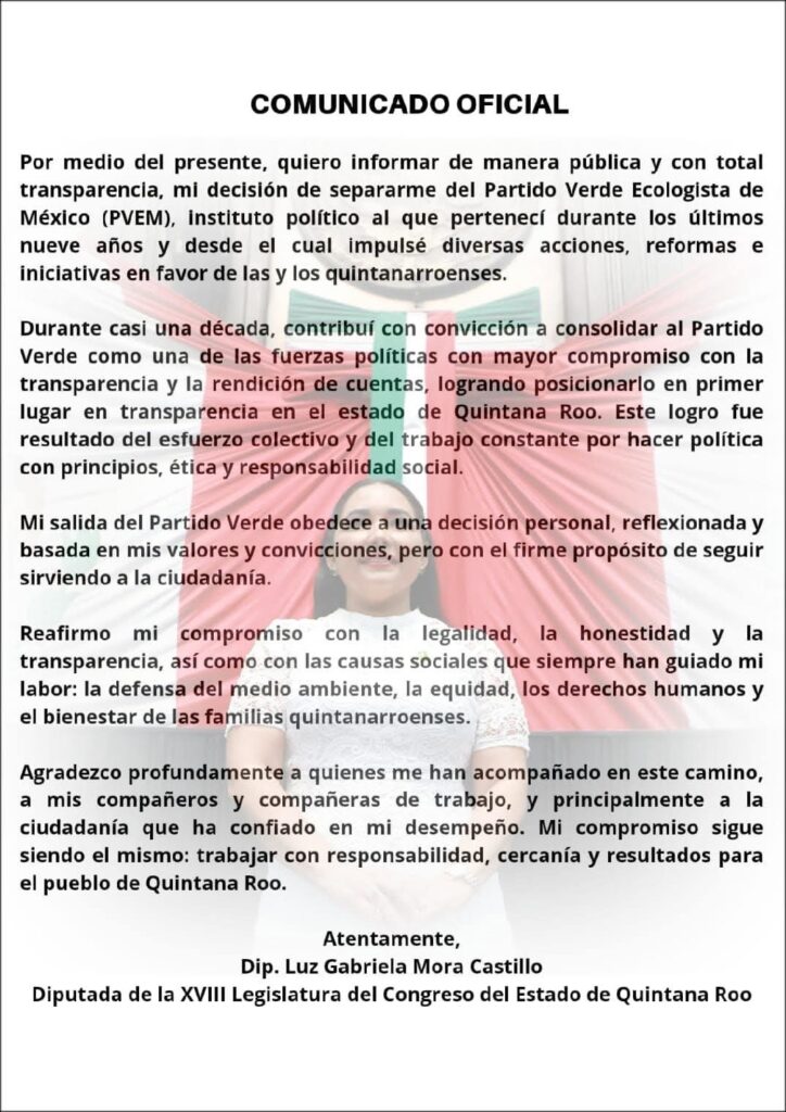 Renuncia Gabriela Mora