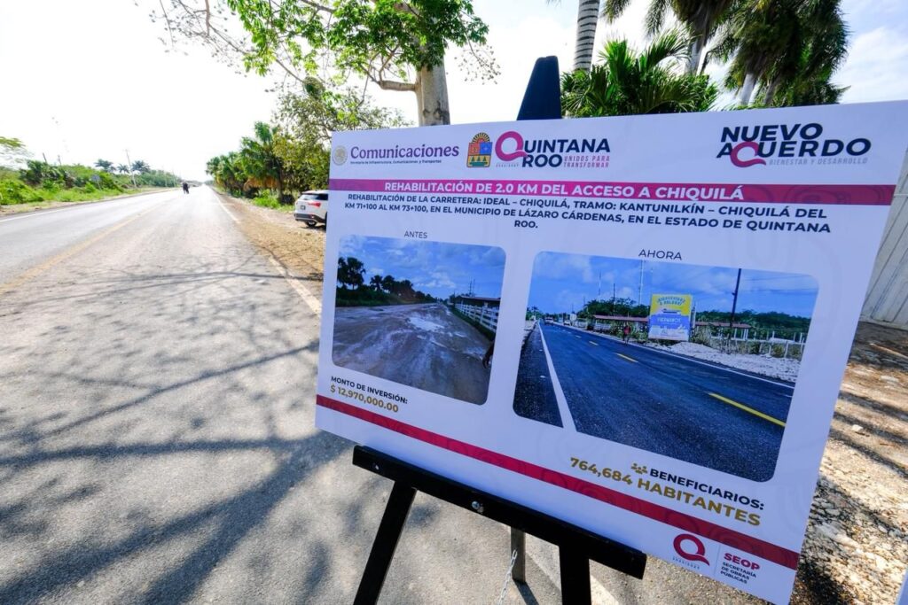 Mara modernizan camino a chiquila 