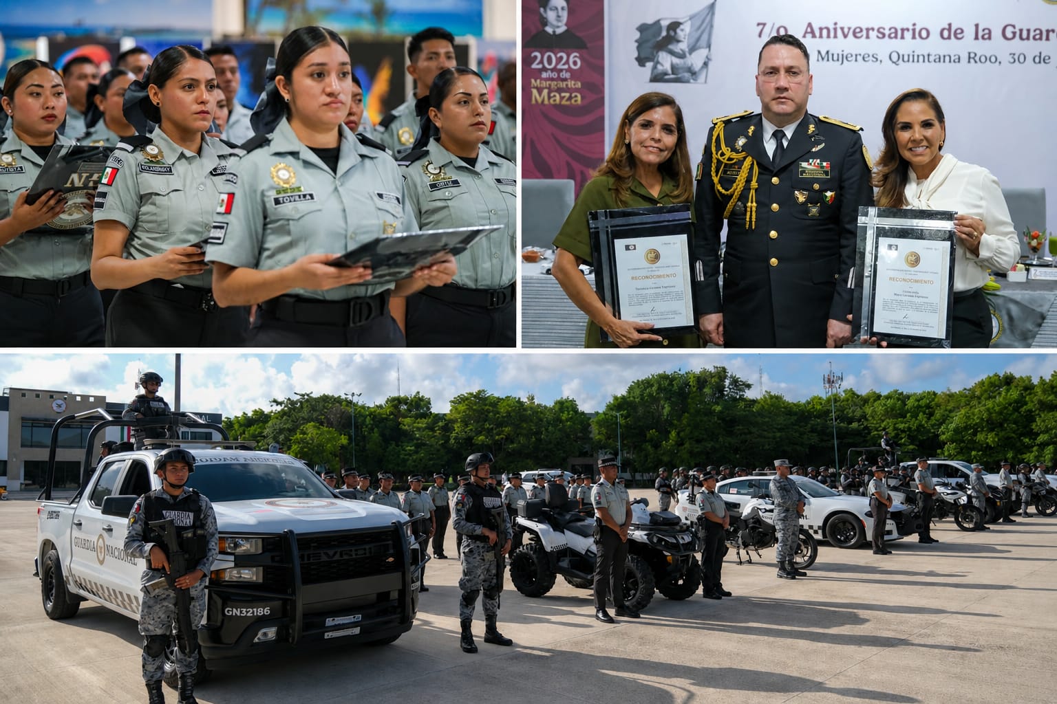 Mara Lezama encabezó en Isla Mujeres la ceremonia por el séptimo aniversario de la Guardia Nacional con con tres mil 984 efectivos.