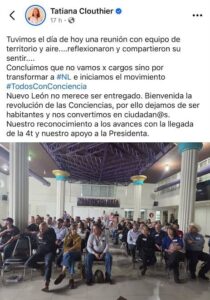 Tatiana Clouthier impulsa nuevo movimiento en Nuevo León